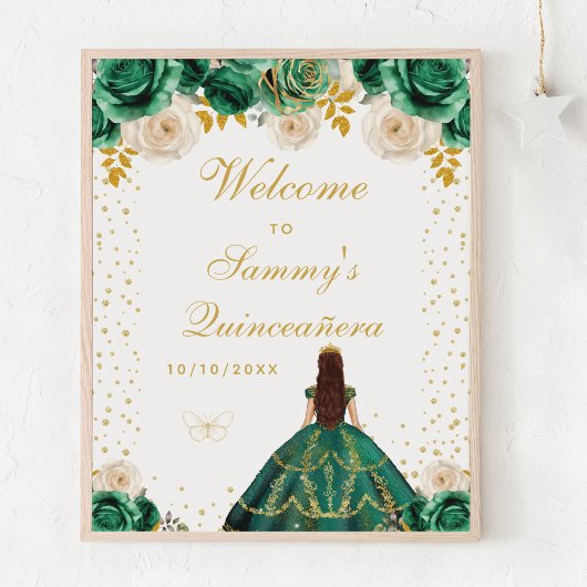 Groene Bloemen Prinses Quinceañera Welkom Poster