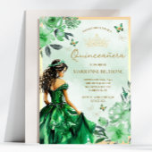 Groene Bloemen Prinses Vlinder Quinceañera Kaart