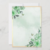 Groene Bloemen Prinses Vlinder Quinceañera Kaart (Achterkant)