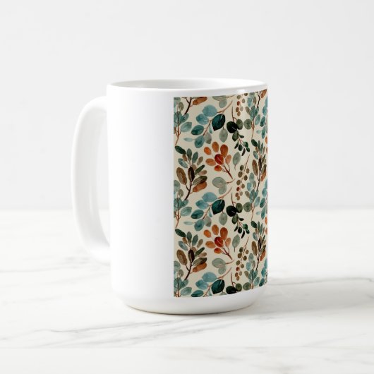 Groene Bloemen Reizen Bloem Moderne Koffie Liefheb Koffiemok (Voorkant links)