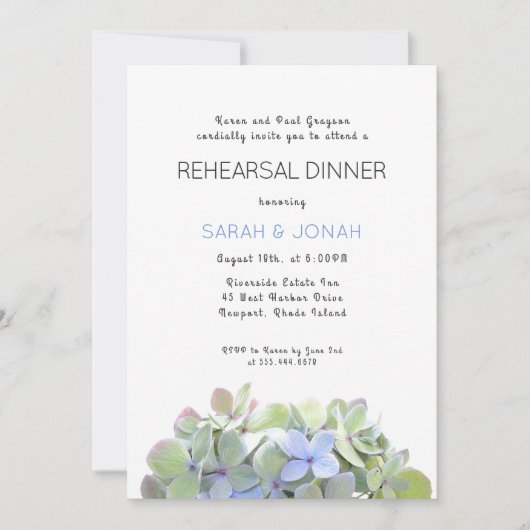  Groene Bloemen Repetitie Diner Hosted Uitnodigen Kaart (Voorkant)