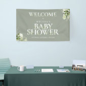 Groene Bloemen Sage Groene Baby Shower Welkom Spandoek (Beurs)