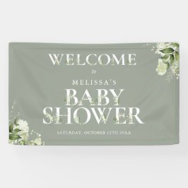 Groene Bloemen Sage Groene Baby Shower Welkom Spandoek