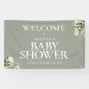 Groene Bloemen Sage Groene Baby Shower Welkom Spandoek