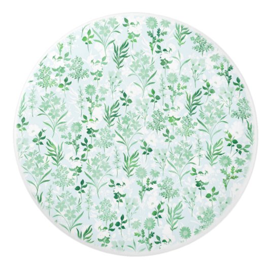 Groene bloemen schilderij botanisch keramische knop (Voorkant)