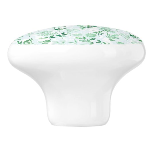 Groene bloemen schilderij botanisch keramische knop (Zijkant)