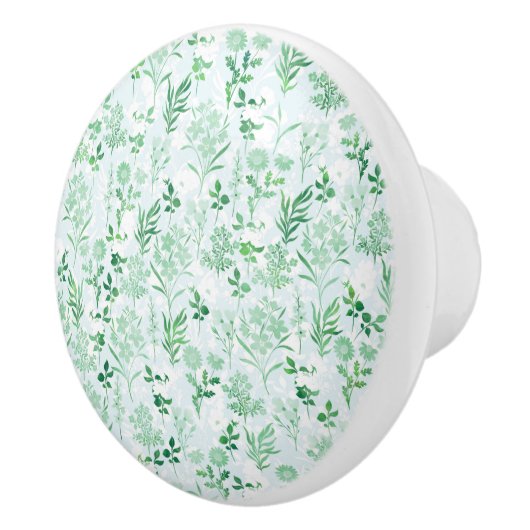 Groene bloemen schilderij botanisch keramische knop (Rechts)
