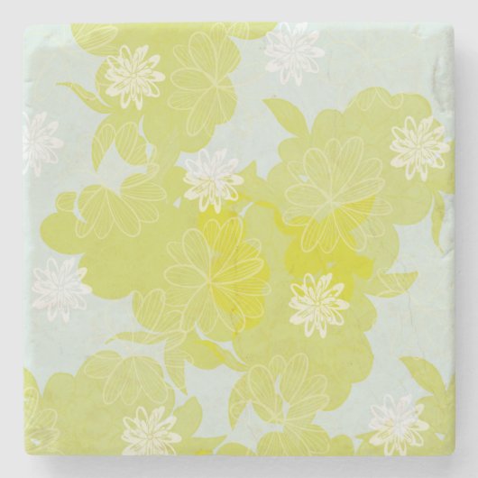 Groene Bloemen Stenen Onderzetter (Voorkant)