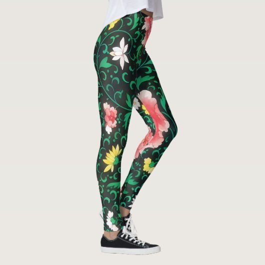 Groene Bloemen  Stijl Art Leggings (Rechts)
