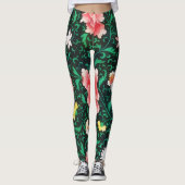 Groene Bloemen  Stijl Art Leggings (Voorkant)