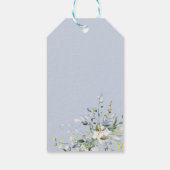 Groene Bloemen Stof Blauw Bruidsfeest Cadeaulabel (Achterkant)