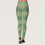 Groene Bloemen Tegel Leggings (Achterkant)