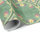 Groene Bloemen Tegel Verjaardag Cadeaupapier (Rol Hoek)