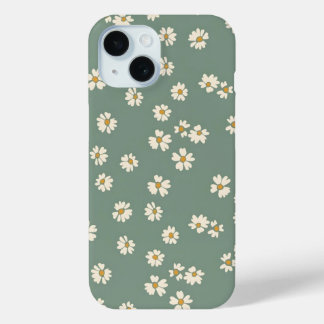 Groene bloemen telefoonhoesje iPhone 15 case