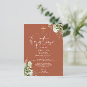 Groene Bloemen Terracotta Doop Uitnodiging (Staand voorkant)