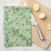  groene bloemen theedoek (Quarter Fold)