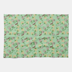 groene bloemen theedoek