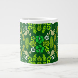 Groene Bloemen Tropisch Fruit Patroon Grote Koffiekop