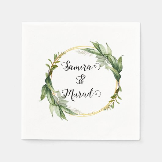 Groene Bloemen Trouwservetten Servet (Voorkant)