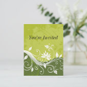 groene bloemen - U bent uitgenodigd - aanpasbaar Uitnodiging Briefkaart (Staand voorkant)