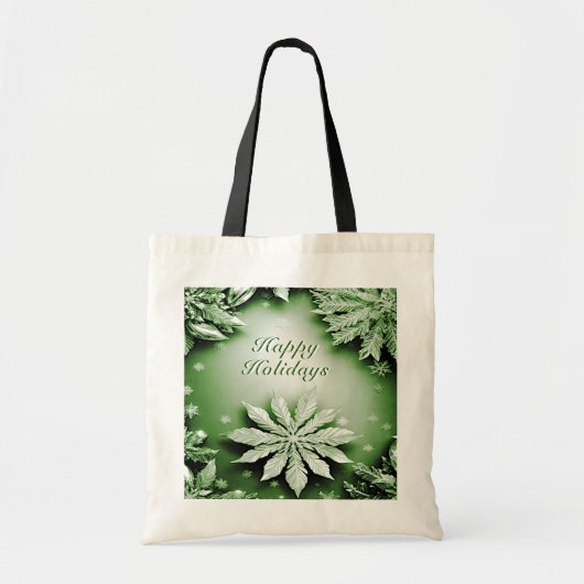 Groene Bloemen Vakantie Kerstmis Canvas tas (Voorkant)
