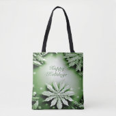 Groene Bloemen Vakantie Kerstmis Canvas tas (Voorkant)