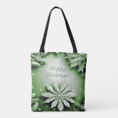 Groene Bloemen Vakantie Kerstmis Canvas tas (Achterkant)
