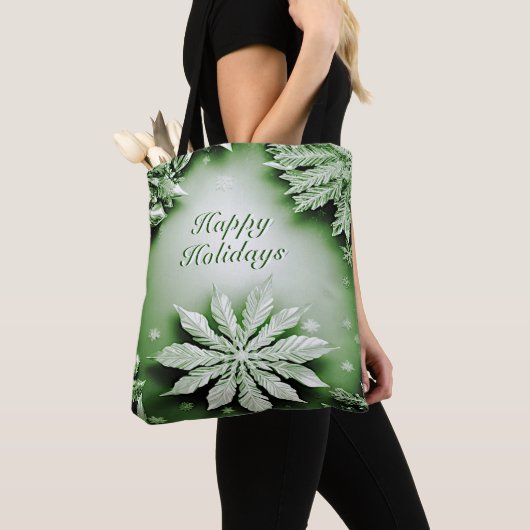 Groene Bloemen Vakantie Kerstmis Canvas tas (Dichtbij)