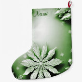 Groene Bloemen Vakantie Kerstmis Kous Grote Kerstsok (Achterkant)