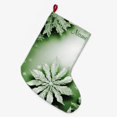 Groene Bloemen Vakantie Kerstmis Kous Grote Kerstsok (Voorkant (Hangend))