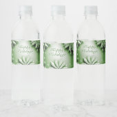 Groene Bloemen Vakantie Kerstmis Water Fles Label Waterfles Etiket (Flessen)