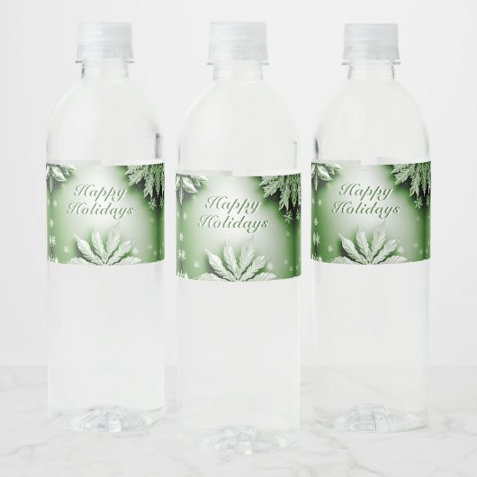 Groene Bloemen Vakantie Kerstmis Water Fles Label Waterfles Etiket (Flessen)
