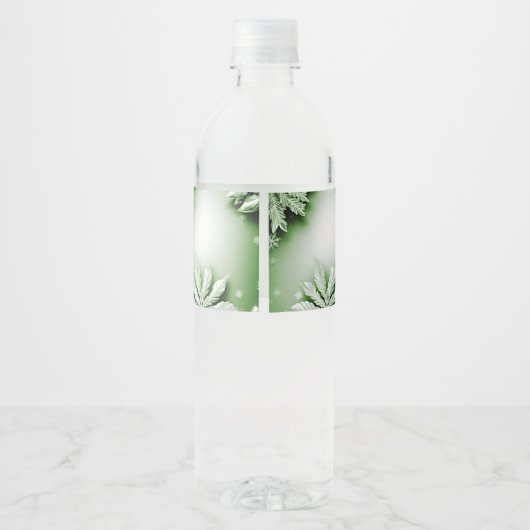 Groene Bloemen Vakantie Kerstmis Water Fles Label Waterfles Etiket (Achterkant)