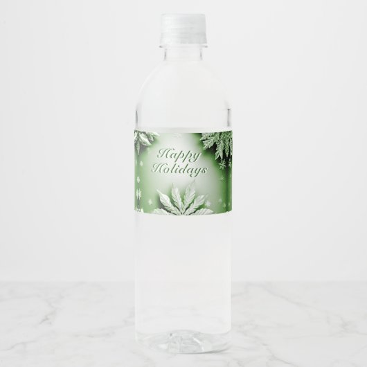 Groene Bloemen Vakantie Kerstmis Water Fles Label Waterfles Etiket (Voorkant)