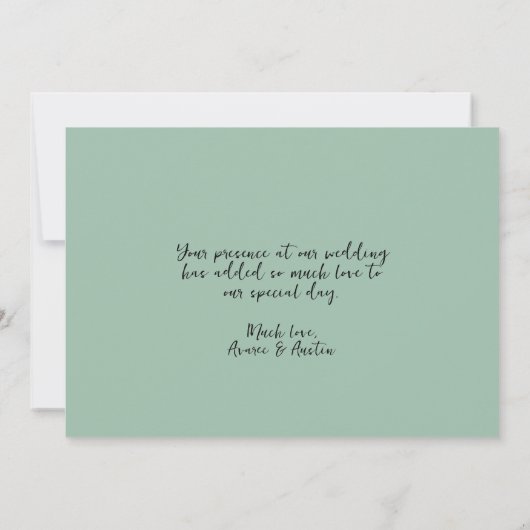 Groene Bloemen Vergroot op Glanzend Groen Dank u Bedankkaart (Achterkant)