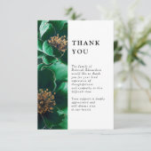 Groene bloemen viering van het leven begrafenis bedankkaart (Staand voorkant)