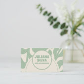 Groene Bloemen Vintage met QR Visitekaartje (Staand voorkant)