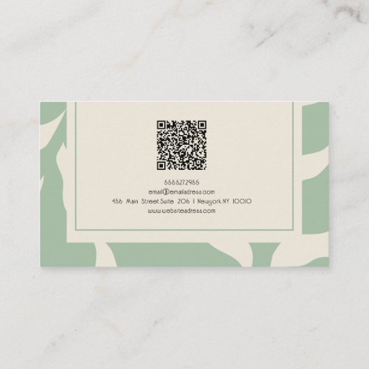 Groene Bloemen Vintage met QR Visitekaartje (Achterkant)