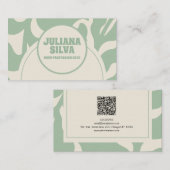 Groene Bloemen Vintage met QR Visitekaartje (Voorkant / Achterkant)