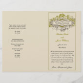 Groene Bloemen Vintage Wedding Programma (Voorkant)