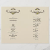 Groene Bloemen Vintage Wedding Programma (Achterkant)