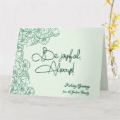 Groene Bloemen Vrolijke Foto Kerstmis Kaart (Gele Bloem)