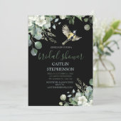 Groene Bloemen Waterverf met Vogel Kaart (Staand voorkant)