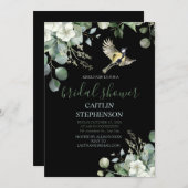 Groene Bloemen Waterverf met Vogel Kaart (Voorkant / Achterkant)