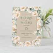 Groene Bloemen Waterverf Moderne bruiloft Kaart (Staand voorkant)