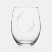 Groene Bloemen Wedding Stemless Wijnglas Zonder Voet (Achterkant)