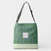 Groene Bloemen Wildbloem Gepersonaliseerd Monogram Crossbody Tas (Achterkant)