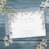 Groene Bloemen Wilde Bloemen Stof Blauw Bruiloft RSVP Kaartje