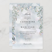 Groene Bloemen Wilde Bloemen Winter Bruiloft Kaart (Voorkant / Achterkant)