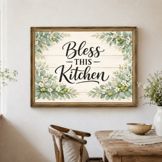 Groene Bloemen Zegen Deze Keuken Muur Kunst Poster